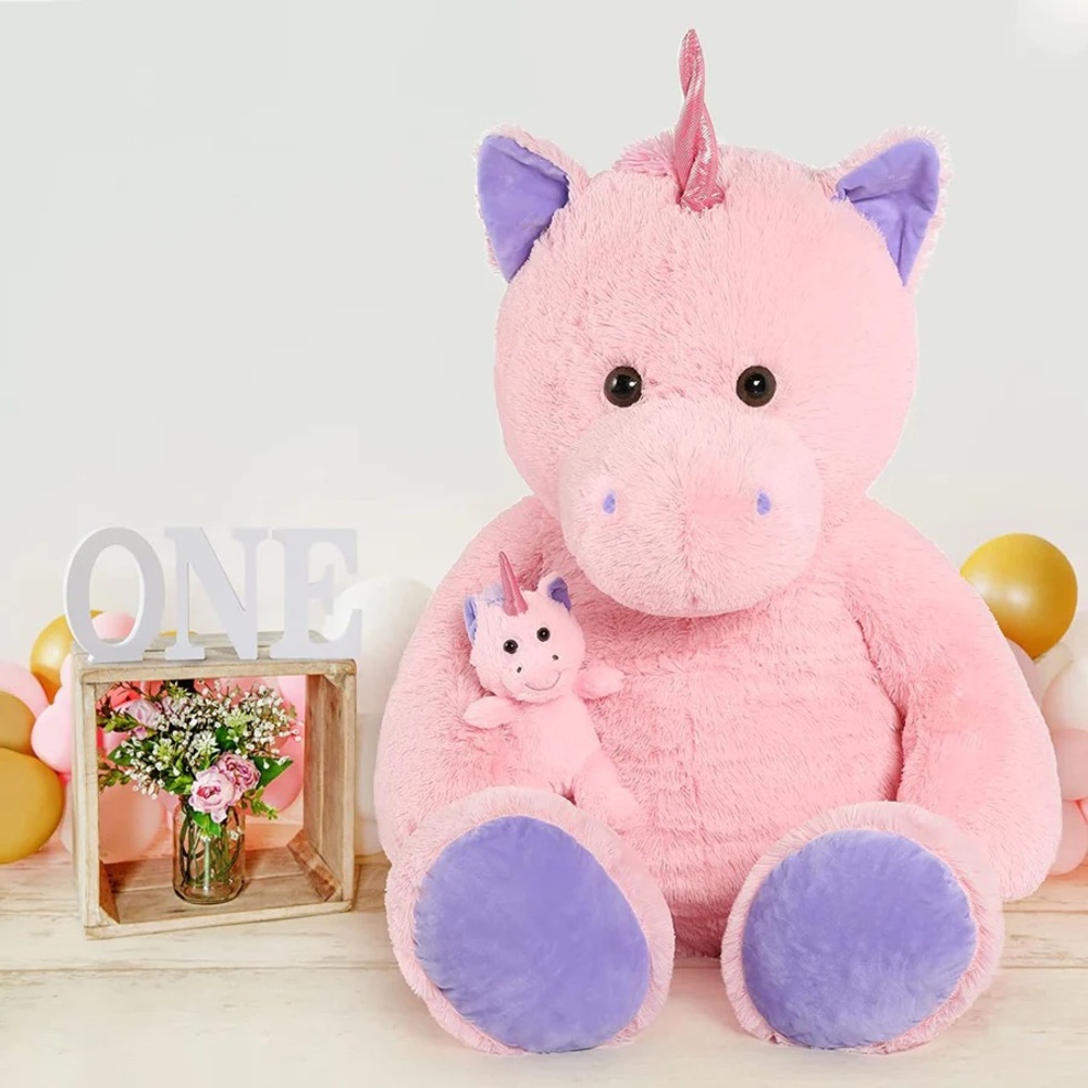 MORISMOS GIANT UNICORN STUFFED TOY, PINK, 51''